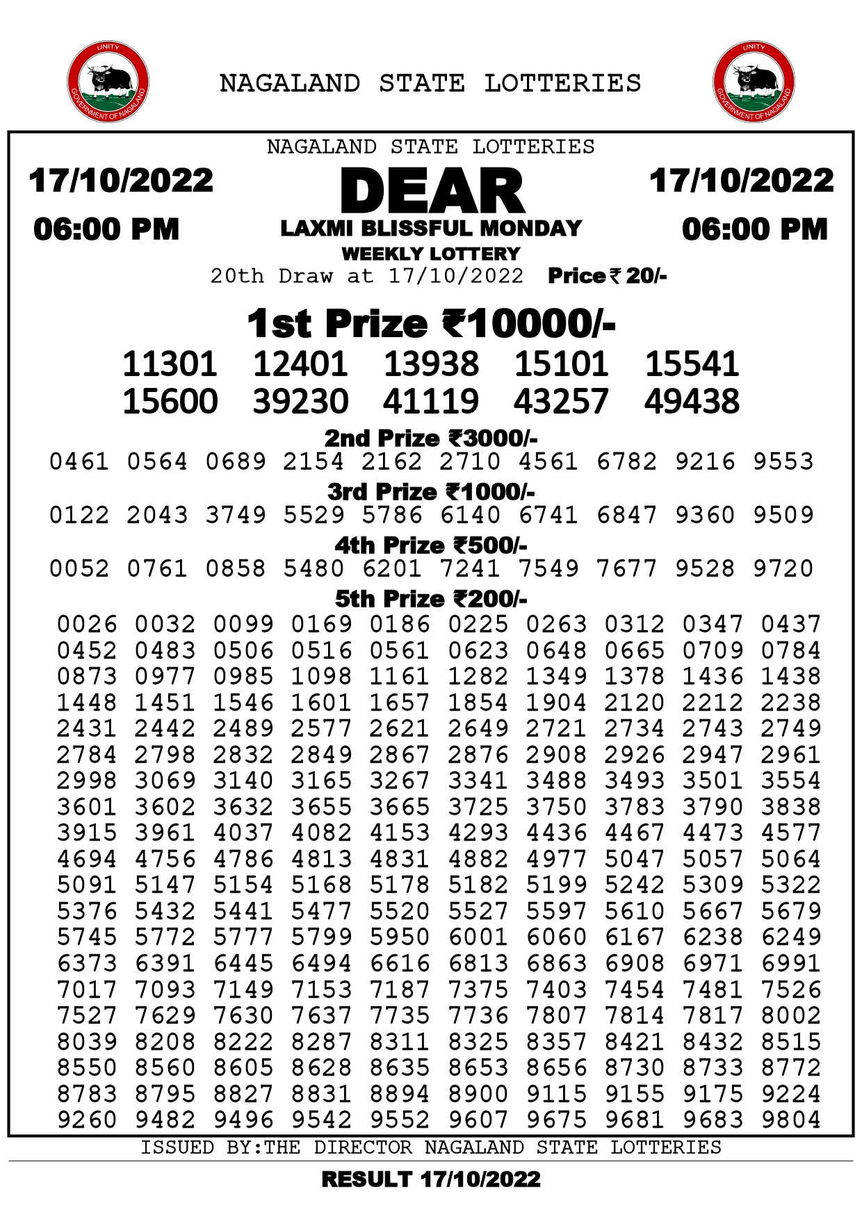 Dear Lottery Laxmi 6PM