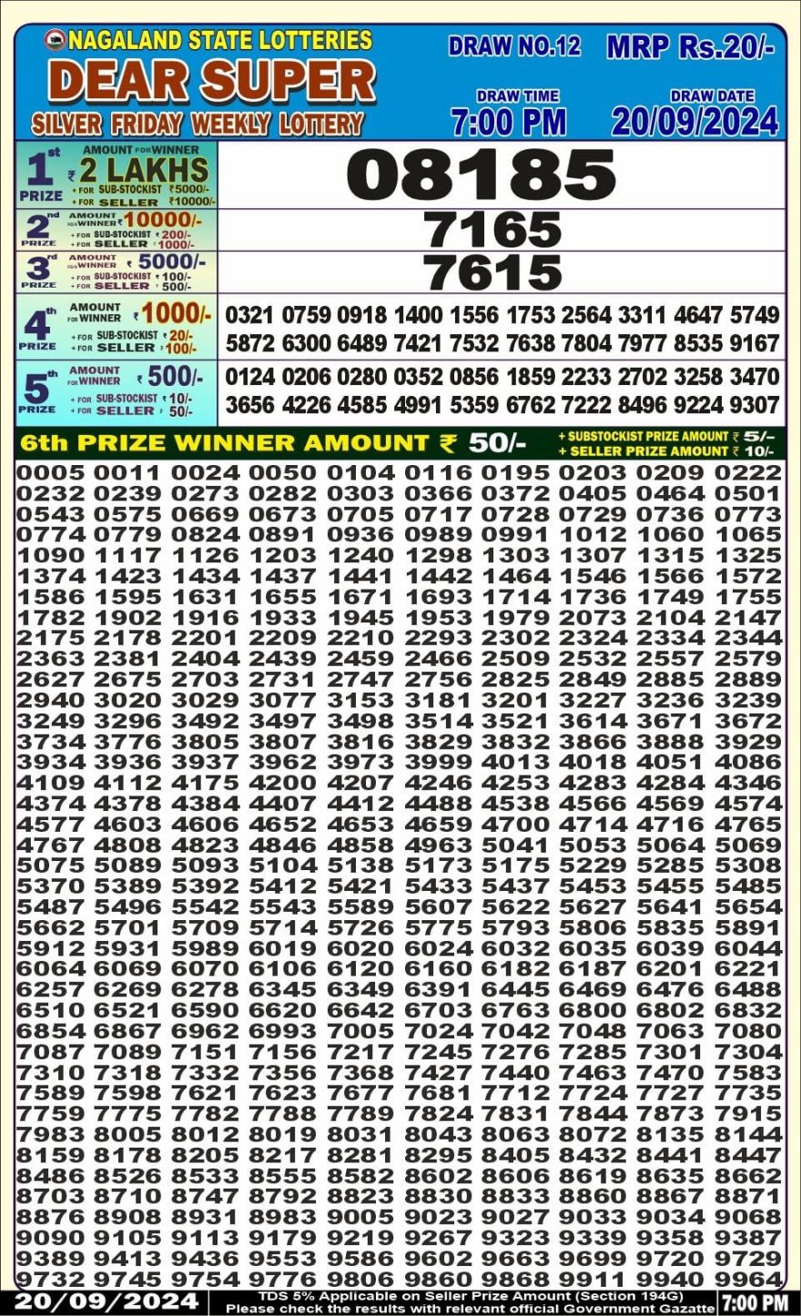 Dear super silver friday 7pm result 20-9-24