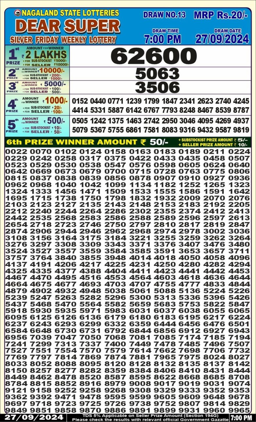 Dear super silver 7pm result 27-9-24
