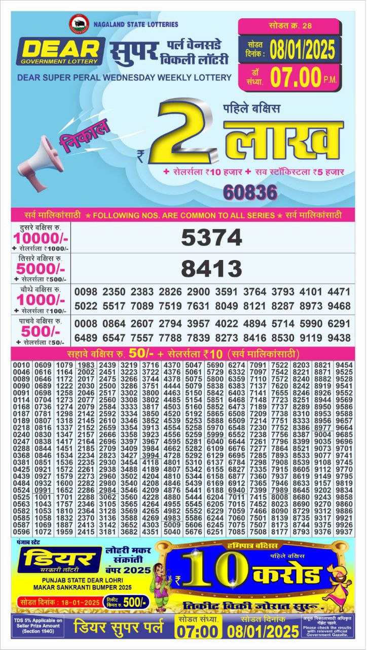 Dear super peral 7pm result 8.1.25