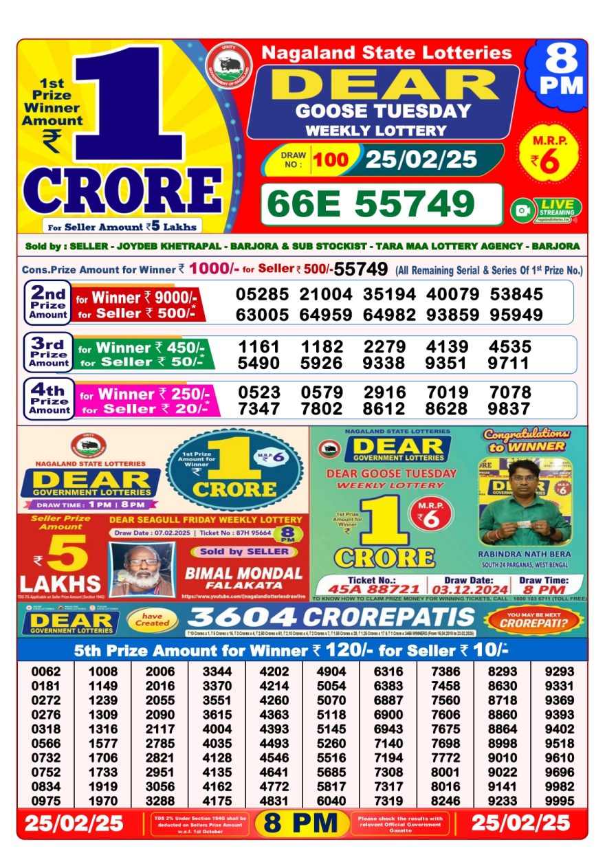 Dear goose Weekly Lottery 8PM Result 25.2.25