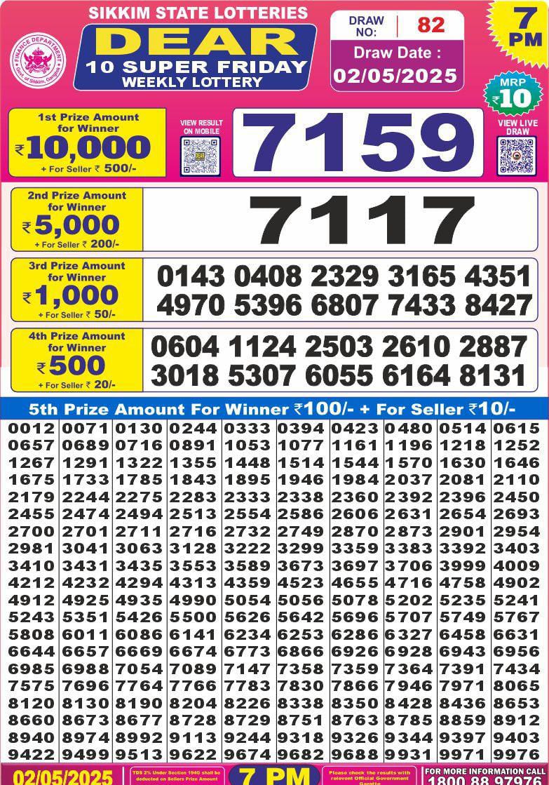 Dear 10 super 7pm result 2.5.2025