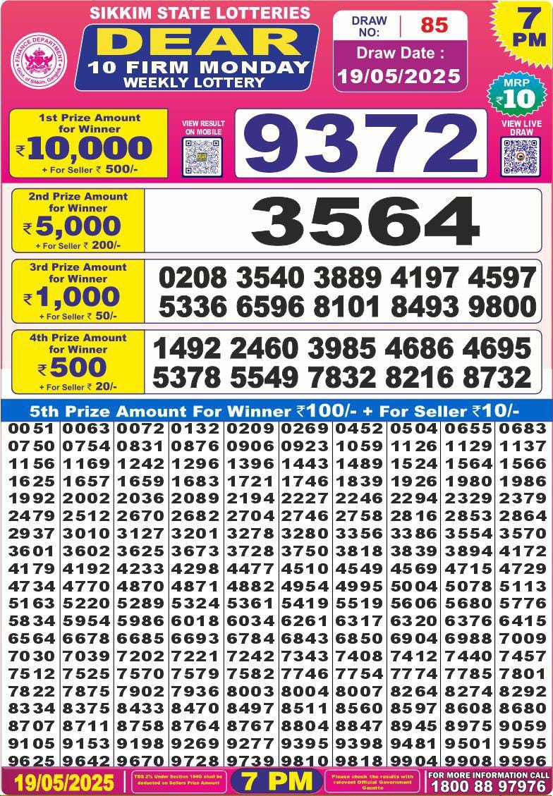 Dear 10 firm 7pm result 19.5.2025
