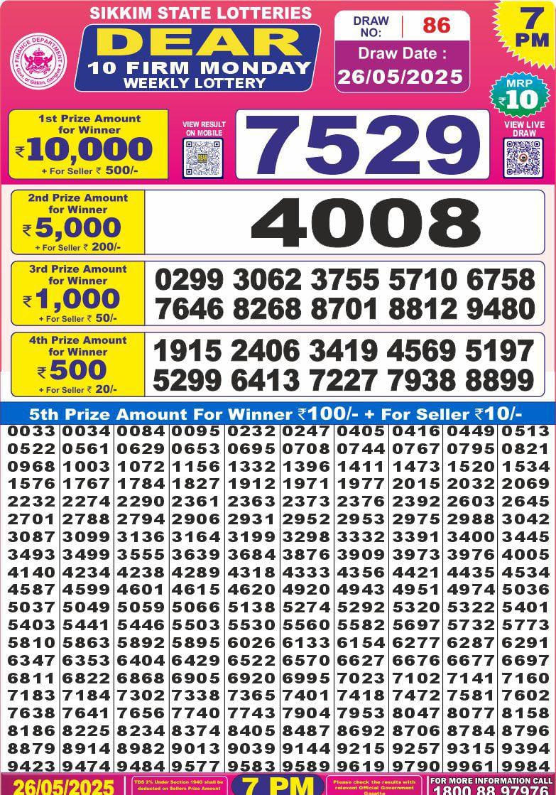 Dear 10 firm 7pm result 26.05.25