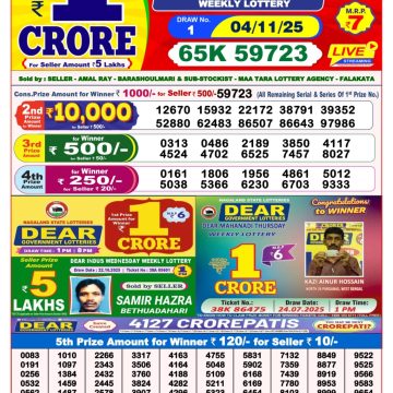 Dear Destiny Weekly Lottery 8pm Result 04.11.2025