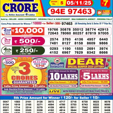 Dear Regal Wednesday Weekly Lottery 6pm Result 05.11.2025