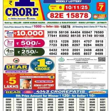 Dear Legend Monday Weekly 6pm Result 10.11.2025