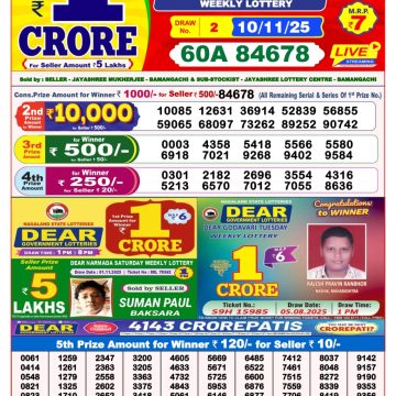 Dear Clover Weekly Lottery 8pm Result 10.11.2025