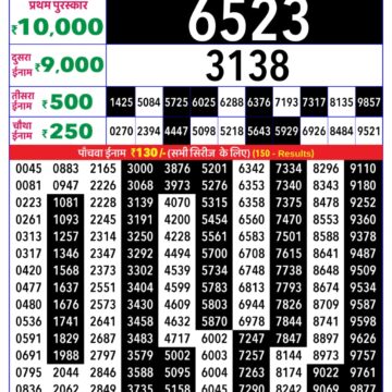 Rajshree Weekly Lottery 8pm Result 07.12.2025