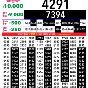 Rajshree Sunflower Sunday Weekly Lottery 4pm Result 07.12.2025