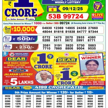 Dear Shine Tuesday Weekly 1pm Result 09.12.2025