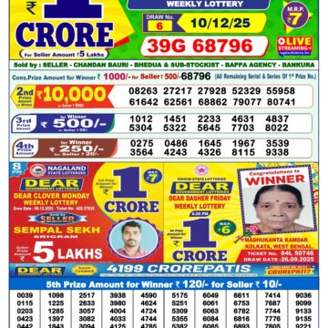 Dear Spark Wednesday Weekly 1pm Result 10.12.2025