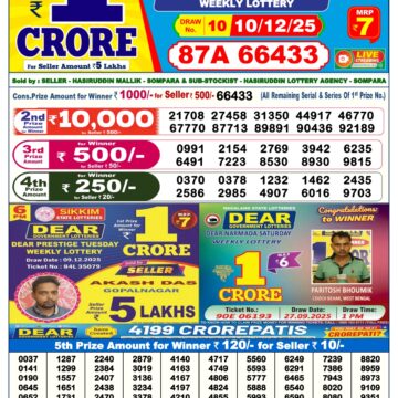 Dear Regal Wednesday Weekly Lottery 6pm Result 10.12.2025