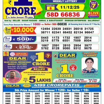 Dear Star Thursday Weekly 1pm Result 11.12.2025