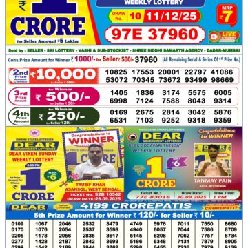 Dear Supreme Thursday Weekly 6pm Result 11.12.2025