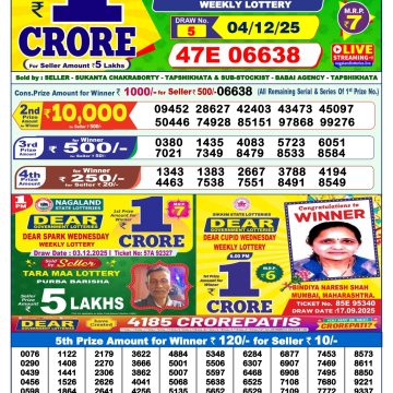 Dear Star Thursday Weekly 1pm Result 04.12.2025