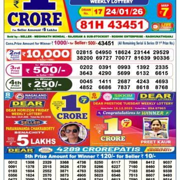 Dear Elite Saturday Weekly 6pm Result 24.01.2026