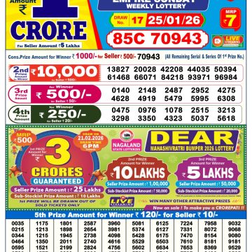 Dear Empire Sunday Weekly 6pm Result 25.01.2026