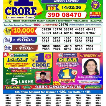Dear Vision Saturday Weekly 1pm Result 14.02.2026