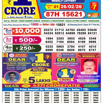 Dear Supreme Thursday Weekly 6pm Result 26.02.2026