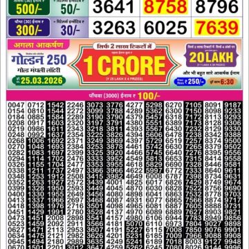 Golden Star Weekly Lottery Result 7pm 20.03.2026