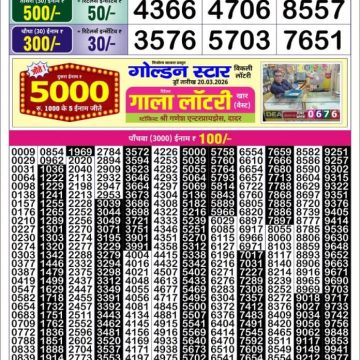 Golden Star Weekly Lottery Result 7pm 21.03.2026