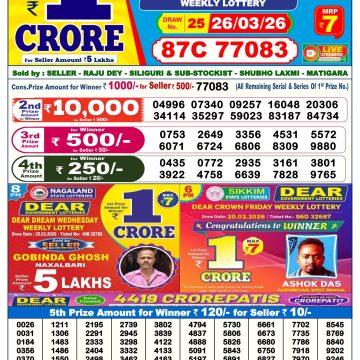 Dear Supreme Thursday Weekly 6pm Result 26.03.2026