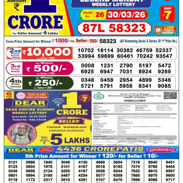 Dear Legend Monday Weekly 6pm Result 30.03.2026