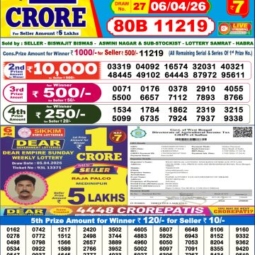 Dear Legend Monday Weekly 6pm Result 06.04.2026