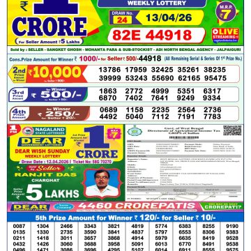 Dear Rise Monday Weekly 1pm Result 13.04.2026