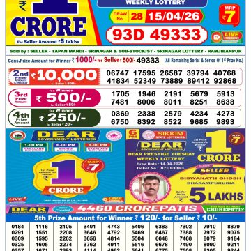 Dear Regal Wednesday Weekly Lottery 6pm Result 15.04.2026