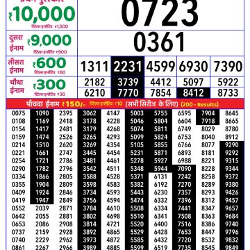 Rajshree Sunflower Sunday Weekly Lottery 4pm Result 31.05.2026