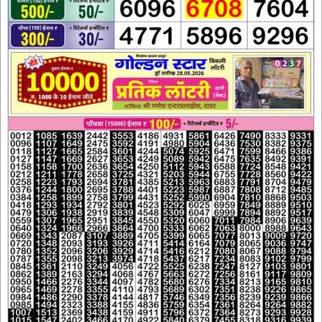 Golden Star Weekly Lottery Result 8:30PM 31.05.2026