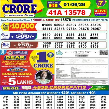 Dear Rise Monday Weekly 1pm Result 01.06.2026