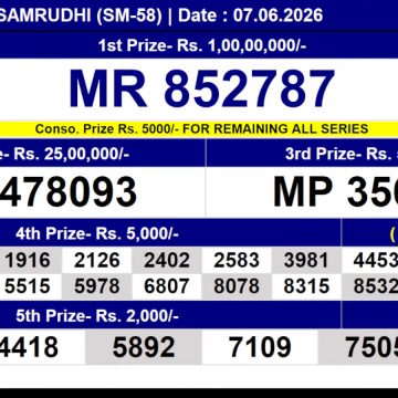 Today Lottery Result SM-58 Kerala 07.06.2026