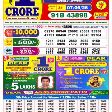 Dear Magic Weekly Lottery 8pm Result 07.06.2026