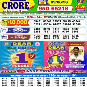 Dear Shine Tuesday Weekly 1pm Result 09.06.2026