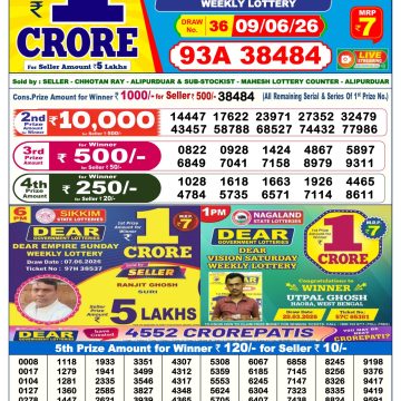 Dear Prestige Tuesday Weekly 6pm Result 09.06.2026
