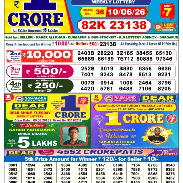 Dear Regal Wednesday Weekly Lottery 6pm Result 10.06.2026