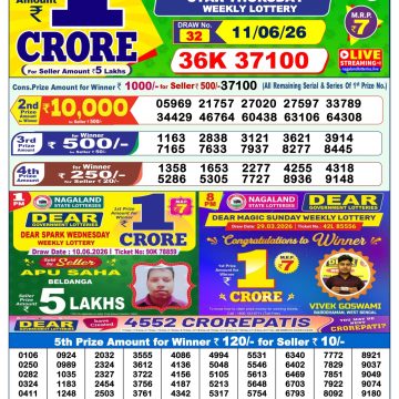 Dear Star Thursday Weekly 1pm Result 11.06.2026