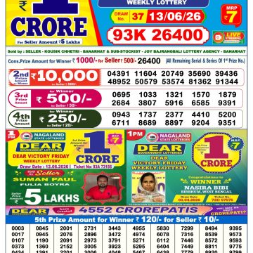 Dear Elite Saturday Weekly 6pm Result 13.06.2026