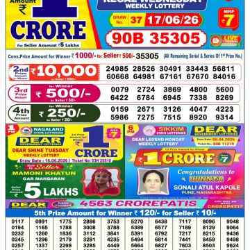 Dear Regal Wednesday Weekly Lottery 6pm Result 17.06.2026
