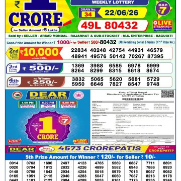 Dear Rise Monday Weekly 1pm Result 22.06.2026