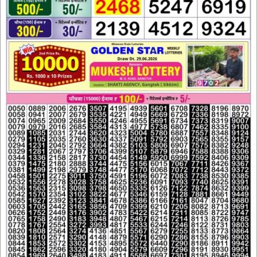 Golden Star Weekly Lottery Result 8:30PM 30.06.2026