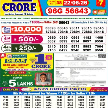 Dear Legend Monday Weekly 6pm Result 22.06.2026