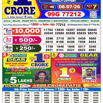 Dear Regal Wednesday Weekly Lottery 6pm Result 08.07.2026