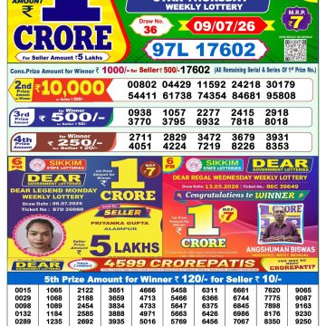 Dear Star Thursday Weekly 1pm Result 09.07.2026