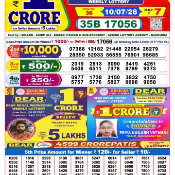 Dear Horizon Weekly Lottery 8pm Result 10.07.2026