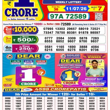 Dear Lucky Weekly Lottery 8pm Result 11.07.2026
