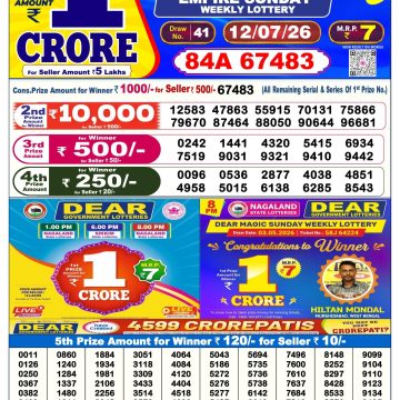 Dear Empire Sunday Weekly 6pm Result 12.07.2026